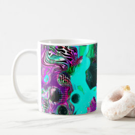 Lila, kalk, blå, svart, färgstark Abstrakt Vätska Kaffemugg