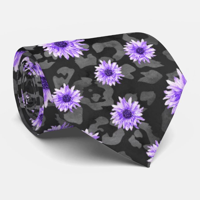 Lila kallar och solros serie design 11  slips (Rullad)