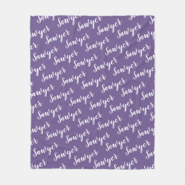 Lila kalligrafi Personligt Upprepat Namn Fleecefilt