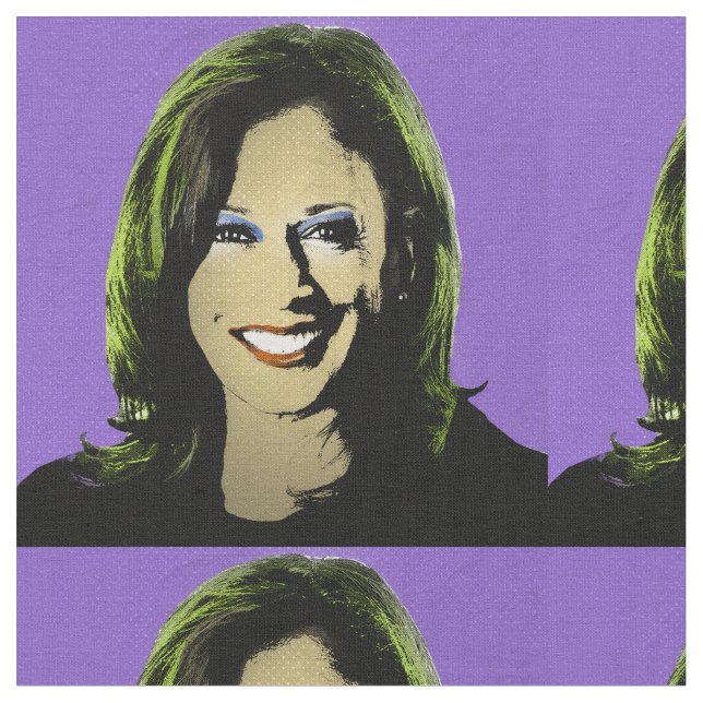 Lila Kamala Harris Pop Art Tyg (Närbild)