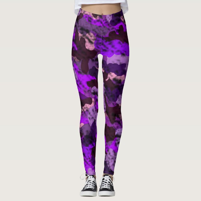 Lila kamouflage dambyxor leggings (Framsida)