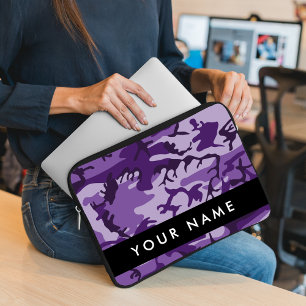Lila kamouflage Ditt namn Anpassa Laptop Fodral