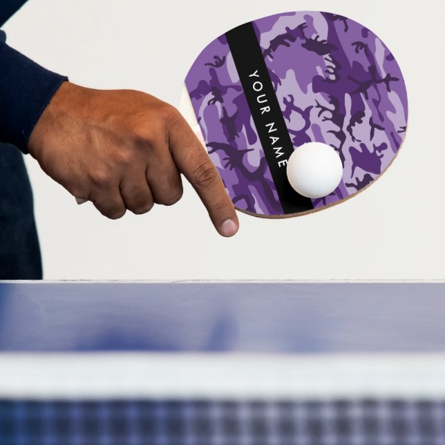 Lila kamouflage Ditt namn Anpassa Pingisracket (Insitu)