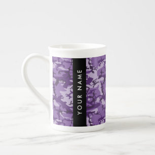 Lila Kamouflage Döp din present Benporslin Mugg