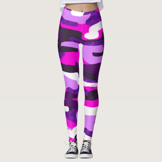 Lila kamouflageleggings leggings (Framsida)