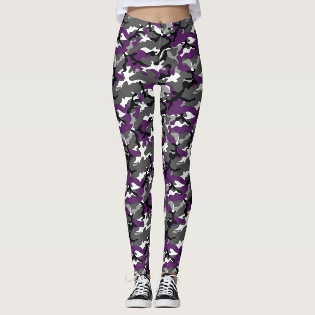 Lila kamouflageleggings leggings (Framsida)