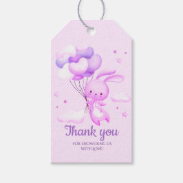 Lila kanin Baby Shower Tacksamhetskort  Presentetikett