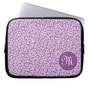 Lila Karakusa Arabesque Spiral Vine Mönster Laptop Fodral