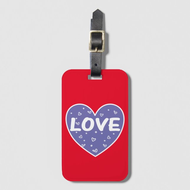 Lila Kärlek Heart Bagagebricka (Framsida vertikal)