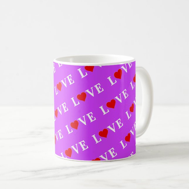 Lila KÄRLEK Heart Elegant Snyggt Kaffemugg (Framsida höger)