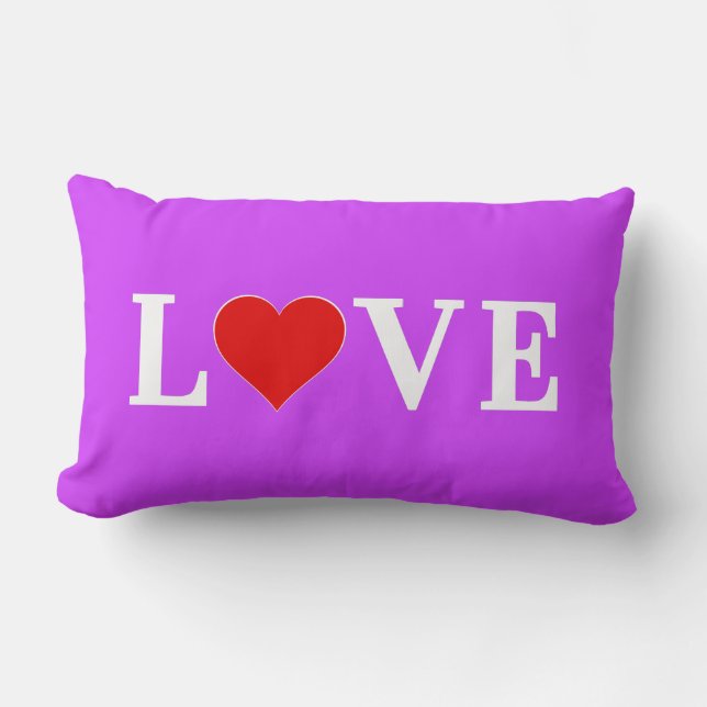 Lila KÄRLEK Heart Elegant Snyggt Lumbarkudde (Framsida)