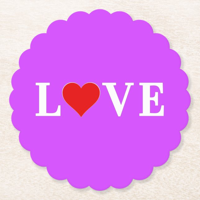Lila KÄRLEK Heart Elegant Snyggt Underlägg Papper (Framsida)