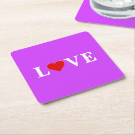 Lila KÄRLEK Heart Elegant Snyggt Underlägg Papper Kvadrat