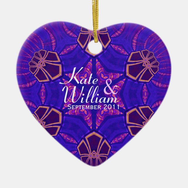 Lila Kärlek Heart Valentine Bröllop Ornament (Framsidan)