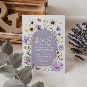 Lila Kärlek i Möhippan Bloom Boho Wildblomma Inbjudningar