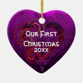 Lila Kärlek Julgransprydnad Keramik