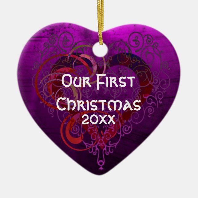 Lila Kärlek Julgransprydnad Keramik (Framsidan)