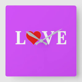 Lila KÄRLEK Modern Chic Fyrkantig Klocka