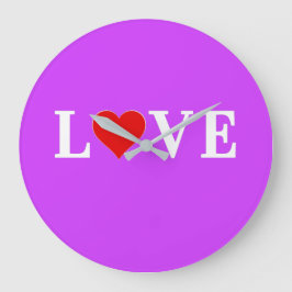 Lila KÄRLEK Modern Chic Stor Klocka