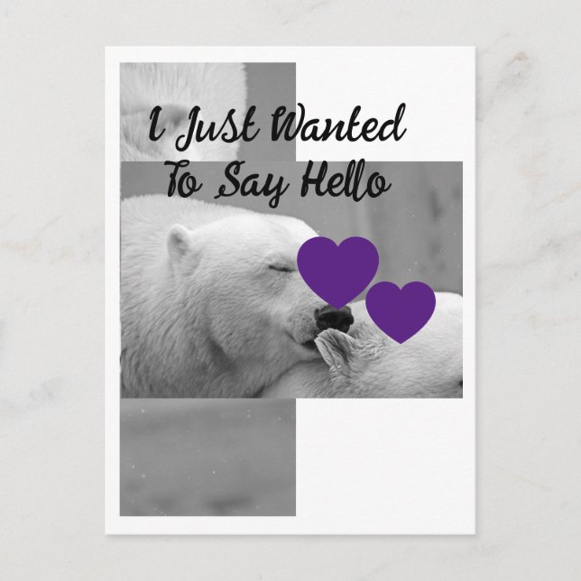 Lila Kärlek Polar Bear Vykort (Framsida)