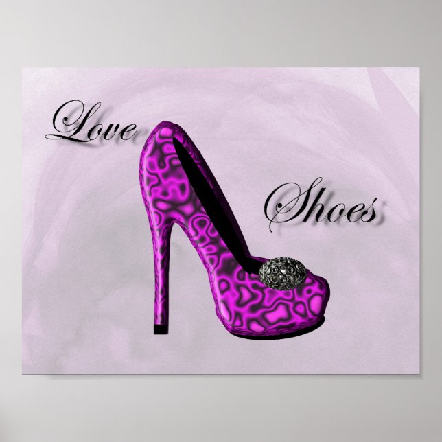 Lila Kärlek Shoes Stiletto Mode Poster (Framsidan)