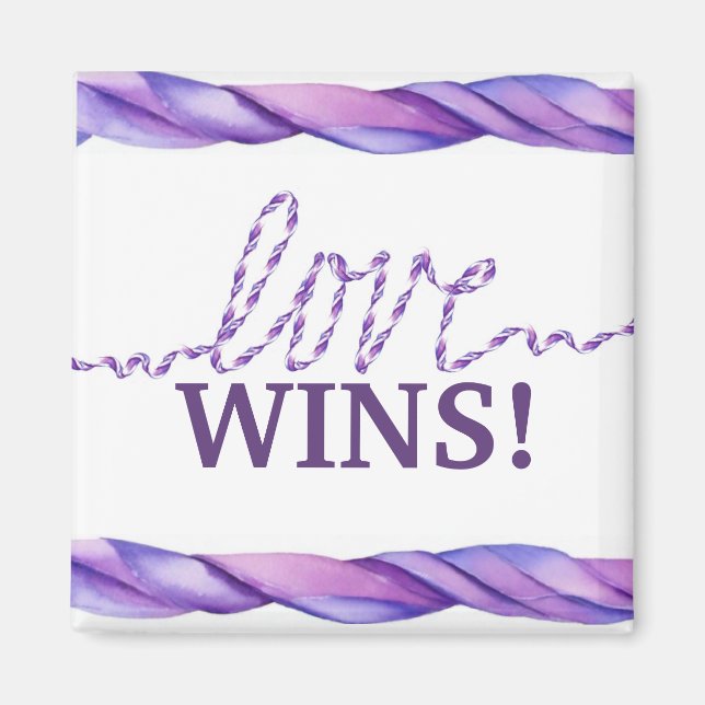 Lila "Kärlek Wins" Ribbon Art Magnet (Framsidan)