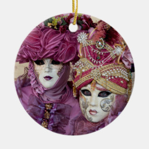 Lila karnevalskostym, Venedig Julgransprydnad Keramik