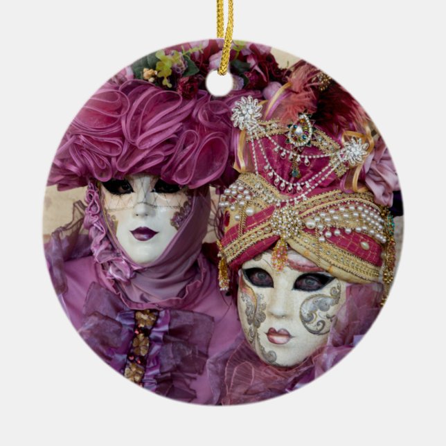 Lila karnevalskostym, Venedig Julgransprydnad Keramik (Framsidan)