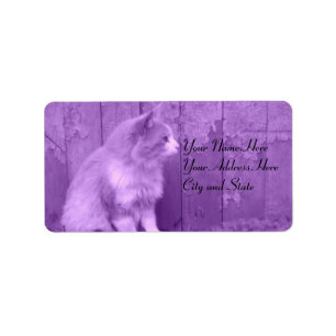 Lila Katt-Adressetiketter Adressetikett
