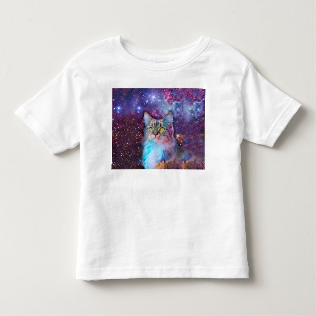 Lila katt i rymden t shirt (Framsida)