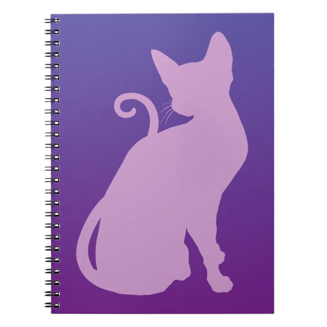 Lila Katt på Lila Anteckningsbok Med Spiral (Framsidan)