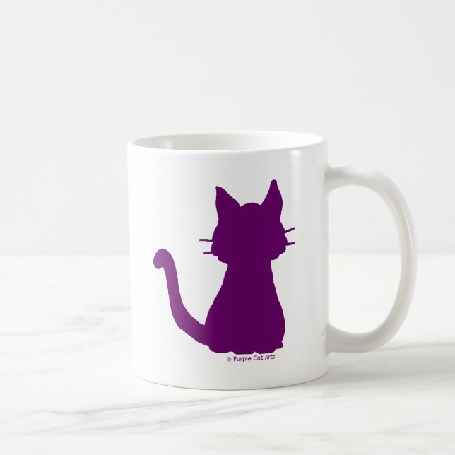 Lila katt siluett kaffemugg (Höger)