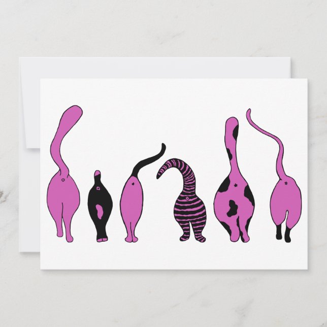 Lila Kattknapp Inbjudningar (Framsida)