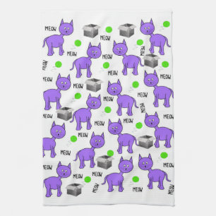 Lila Kattkökshandduk Kökshandduk