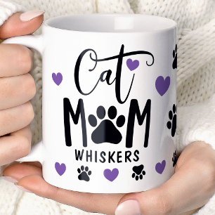 Lila Kattmamma Tassavtryck Personlig Husdjursfoto Kaffemugg