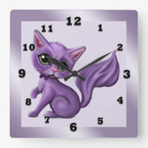 Lila Kattunge Square Wall Clock