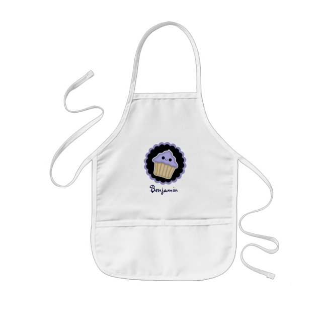 Lila Kawaii Cupkaka Kids Apron Barnförkläde (Framsidan)