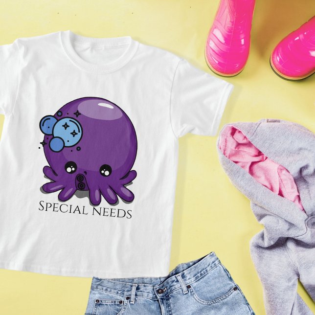 Lila kawaii octopus illustrerar speciella behov t shirt (Skapare uppladdad)