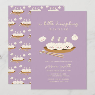 Lila Kawaii Stream Bao Dumpling Baby Shower Inbjudningar