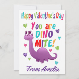 Lila Kids Dinosaur Dinomite Valentines day Kort
