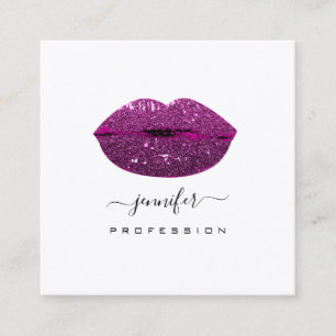 Lila KISS LÄPPAR Makeup Artist White Social Media Fyrkantigt Visitkort