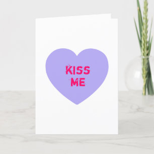 Lila Kiss Me Conversation Heart Helgkort