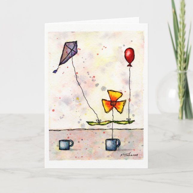 Lila Kite Flower-hälsningskort Kort (Framsida)