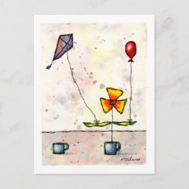 Lila Kite Flower vycard Vykort