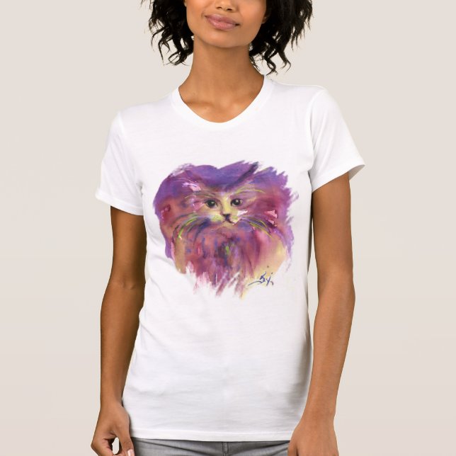LILA KITTEN,CUTE KATTUNGE PORTRÄTT TEE SHIRT (Framsida)