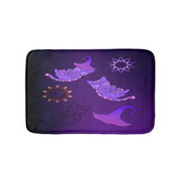 Lila Kittens med Witch Hats and Stars Badrumsmatta
