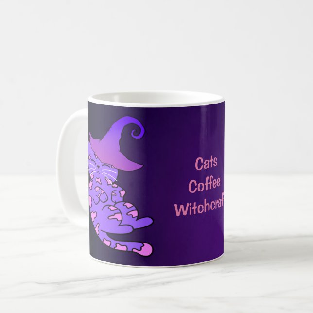 Lila Kittens med Witch Hats and Stars Kaffemugg (Framsida vänster)