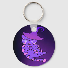 Lila Kittens med Witch Hats and Stars Nyckelring