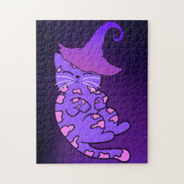 Lila Kittens med Witch Hats and Stars Pussel