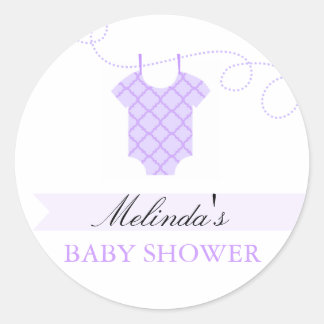 Lila klädstreck Modern Baby Shower-dekal Runt Klistermärke